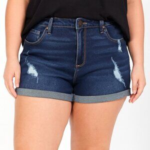 Shein Distressed Cuffed Denim Shorts Size S
